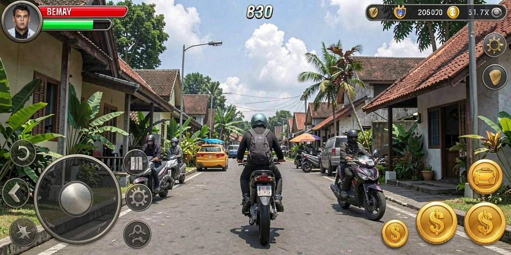 Screenshot menunjukkan mode multiplayer dengan pemain lainnya.